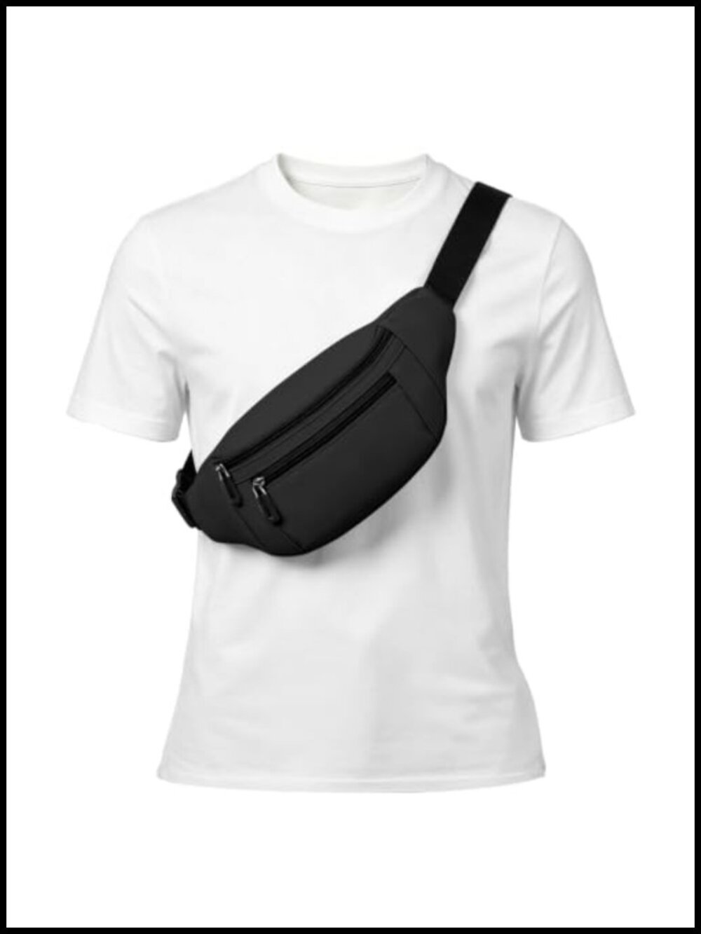 Nylon Waist Pack Crossbody Belt Bag with 3 Zipper Pockets